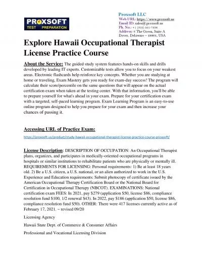 Explore Hawaii Occupational Therapist License Practice Course