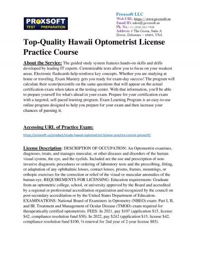 Top-Quality Hawaii Optometrist License Practice Course