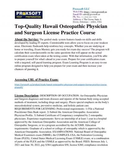 Top-Quality Hawaii Osteopathic Physician and Surgeon License Practice Course