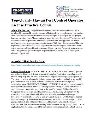 Top-Quality Hawaii Pest Control Operator License Practice Course