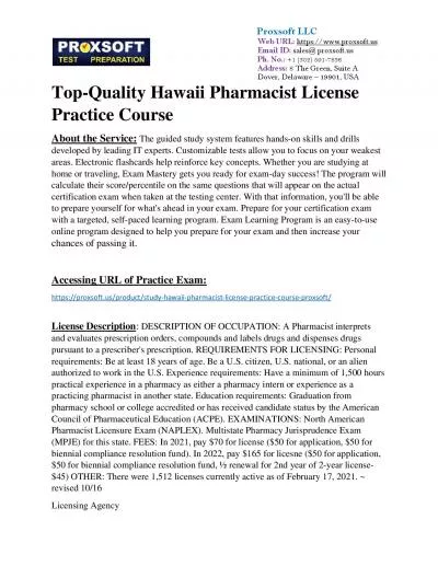 Top-Quality Hawaii Pharmacist License Practice Course