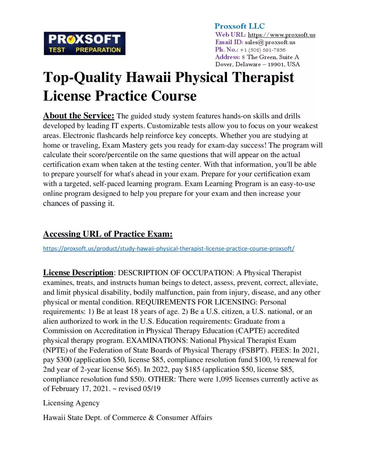 PDF-Top-Quality Hawaii Physical Therapist License Practice Course