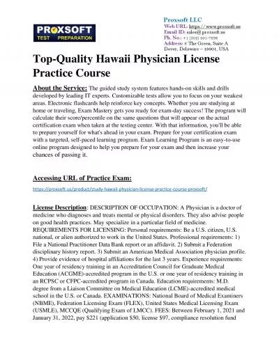 Top-Quality Hawaii Physician License Practice Course