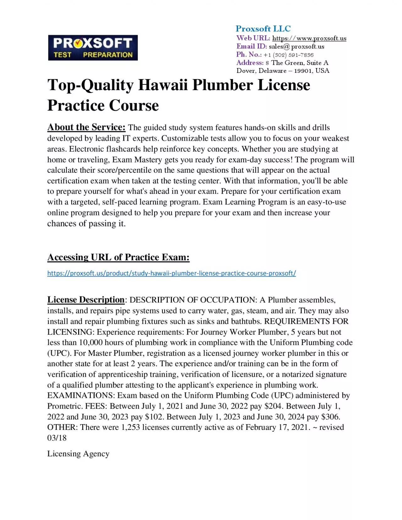 PDF-Top-Quality Hawaii Plumber License Practice Course