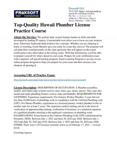 Top-Quality Hawaii Plumber License Practice Course