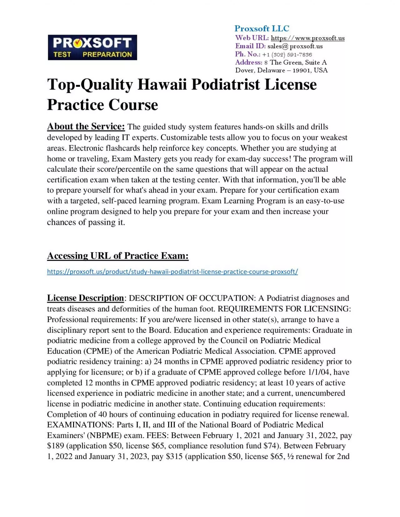 PDF-Top-Quality Hawaii Podiatrist License Practice Course