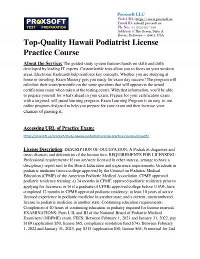 Top-Quality Hawaii Podiatrist License Practice Course