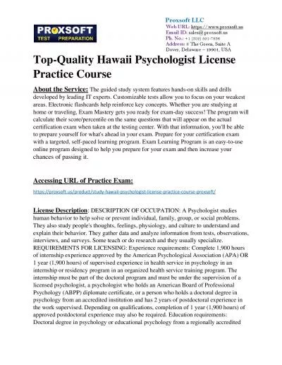 Top-Quality Hawaii Psychologist License Practice Course