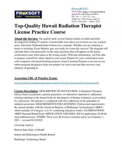 Top-Quality Hawaii Radiation Therapist License Practice Course