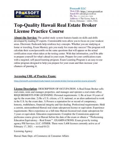 Top-Quality Hawaii Real Estate Broker License Practice Course