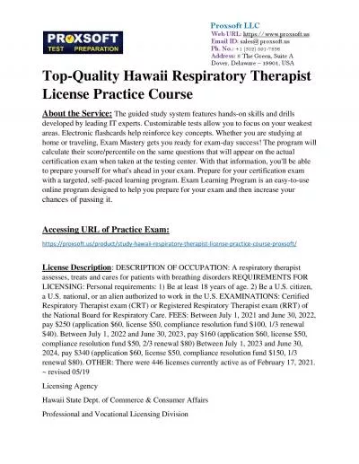 Top-Quality Hawaii Respiratory Therapist License Practice Course