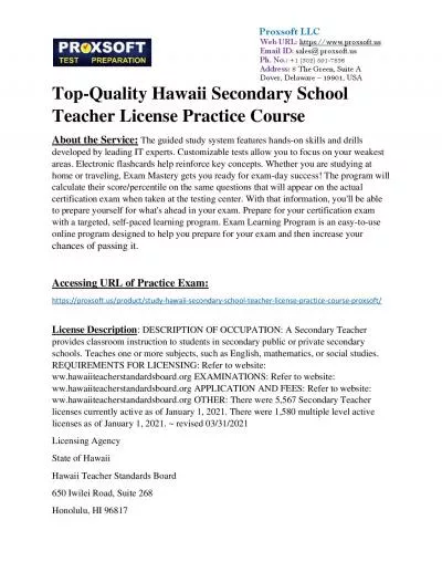 Top-Quality Hawaii Secondary School Teacher License Practice Course