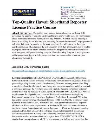 Top-Quality Hawaii Shorthand Reporter License Practice Course