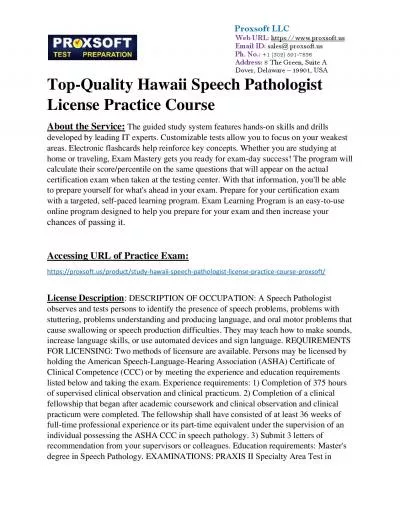 Top-Quality Hawaii Speech Pathologist License Practice Course