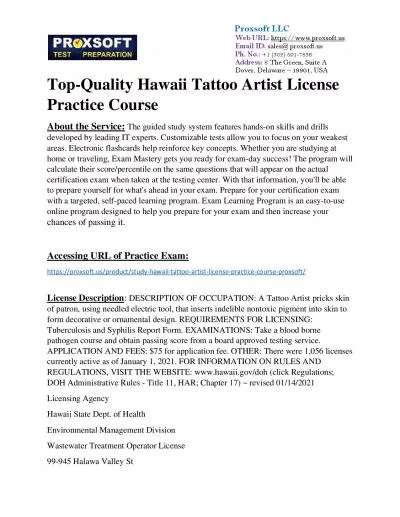 Top-Quality Hawaii Tattoo Artist License Practice Course