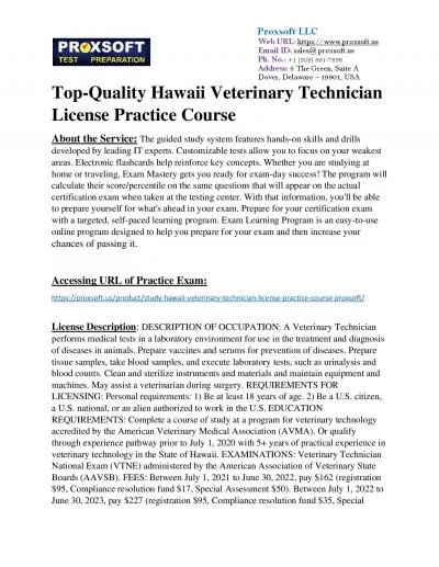 Top-Quality Hawaii Veterinary Technician License Practice Course