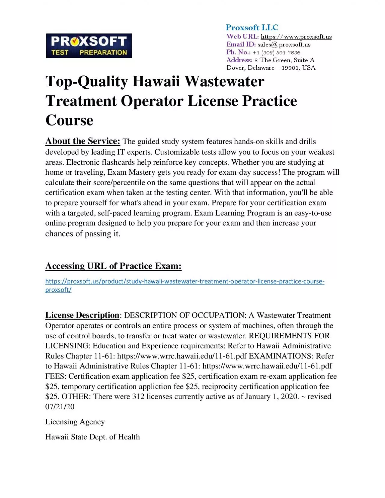 PDF-Top-Quality Hawaii Wastewater Treatment Operator License Practice Course