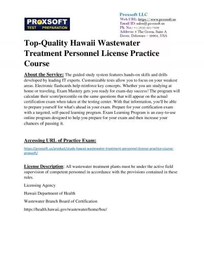 Top-Quality Hawaii Wastewater Treatment Personnel License Practice Course