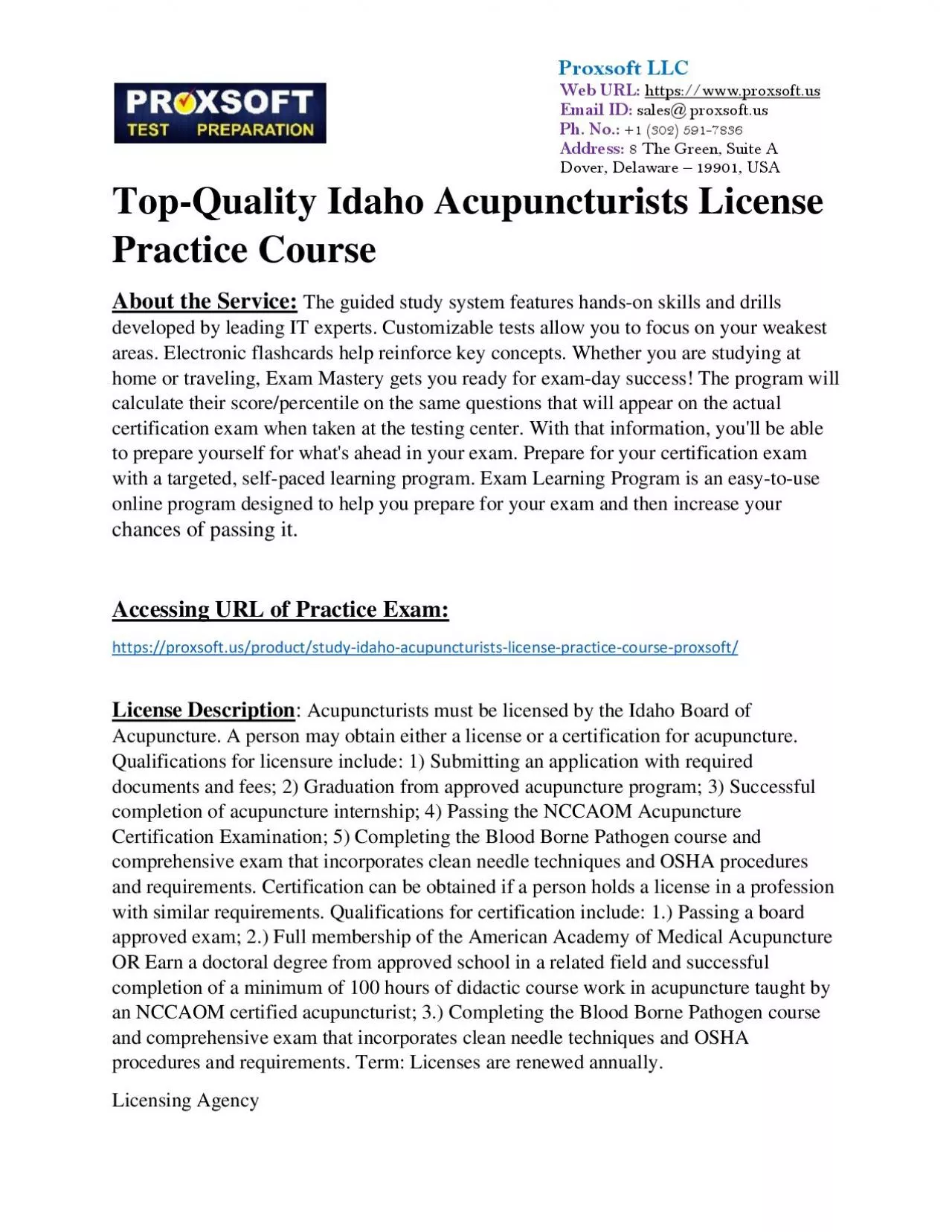 PDF-Top-Quality Idaho Acupuncturists License Practice Course