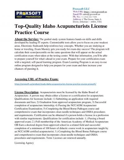 Top-Quality Idaho Acupuncturists License Practice Course