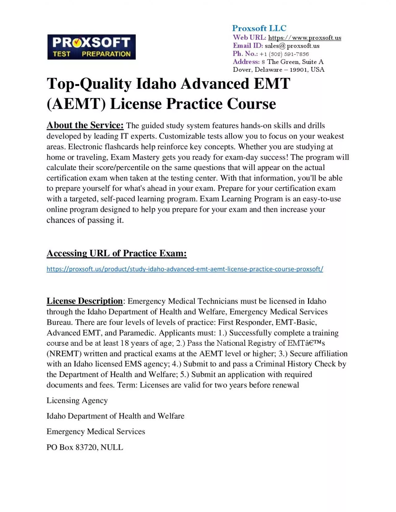 PDF-Top-Quality Idaho Advanced EMT (AEMT) License Practice Course