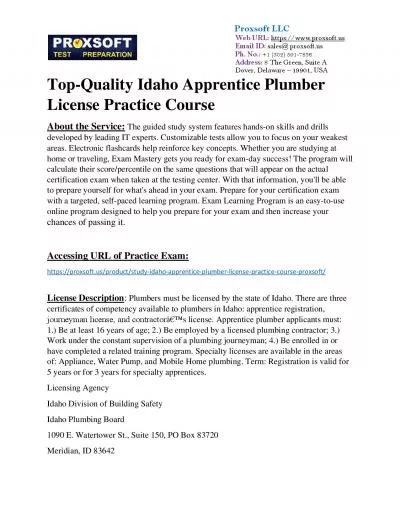 Top-Quality Idaho Apprentice Plumber License Practice Course