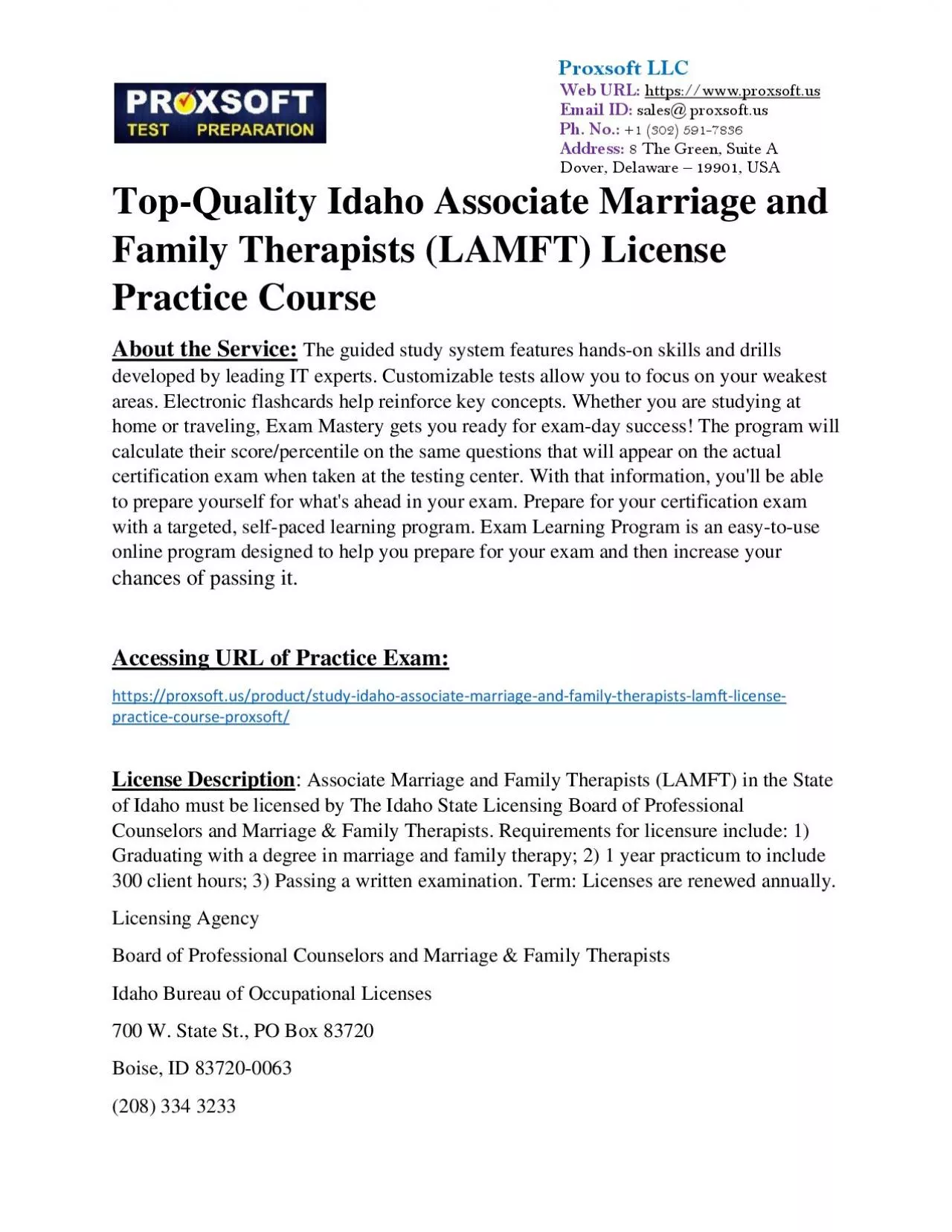 PDF-Top-Quality Idaho Associate Marriage and Family Therapists (LAMFT) License Practice Course