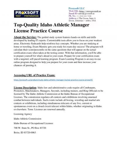 Top-Quality Idaho Athletic Manager License Practice Course