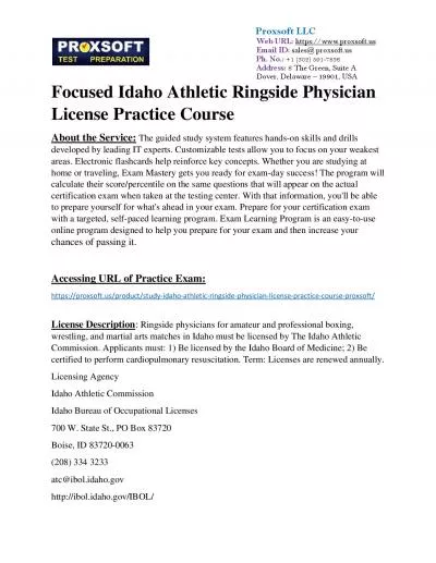 Focused Idaho Athletic Ringside Physician License Practice Course