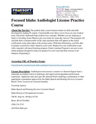 Focused Idaho Audiologist License Practice Course