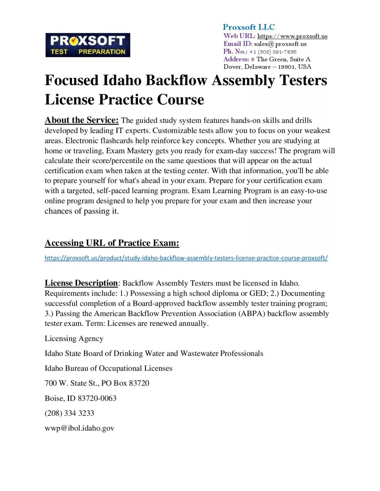 PDF-Focused Idaho Backflow Assembly Testers License Practice Course