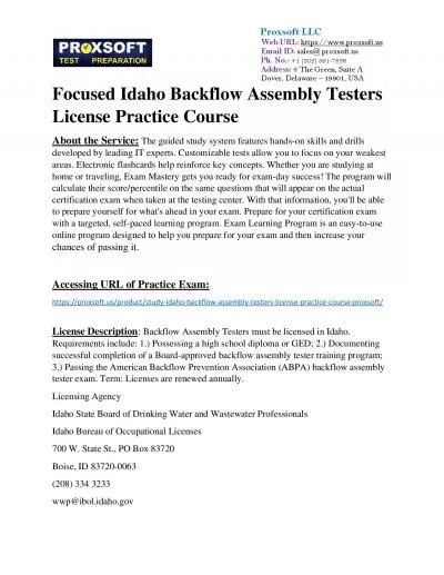 Focused Idaho Backflow Assembly Testers License Practice Course