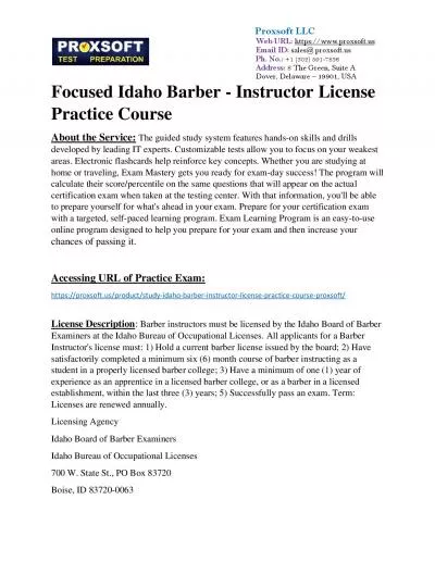 Focused Idaho Barber - Instructor License Practice Course