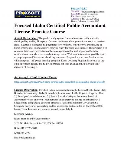 Focused Idaho Certified Public Accountant License Practice Course