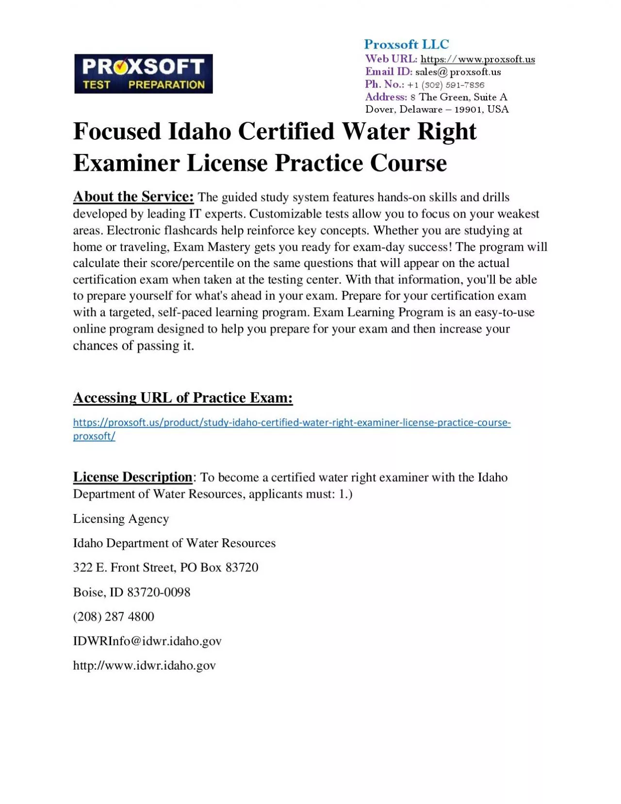 Focused Idaho Certified Water Right Examiner License Practice Course