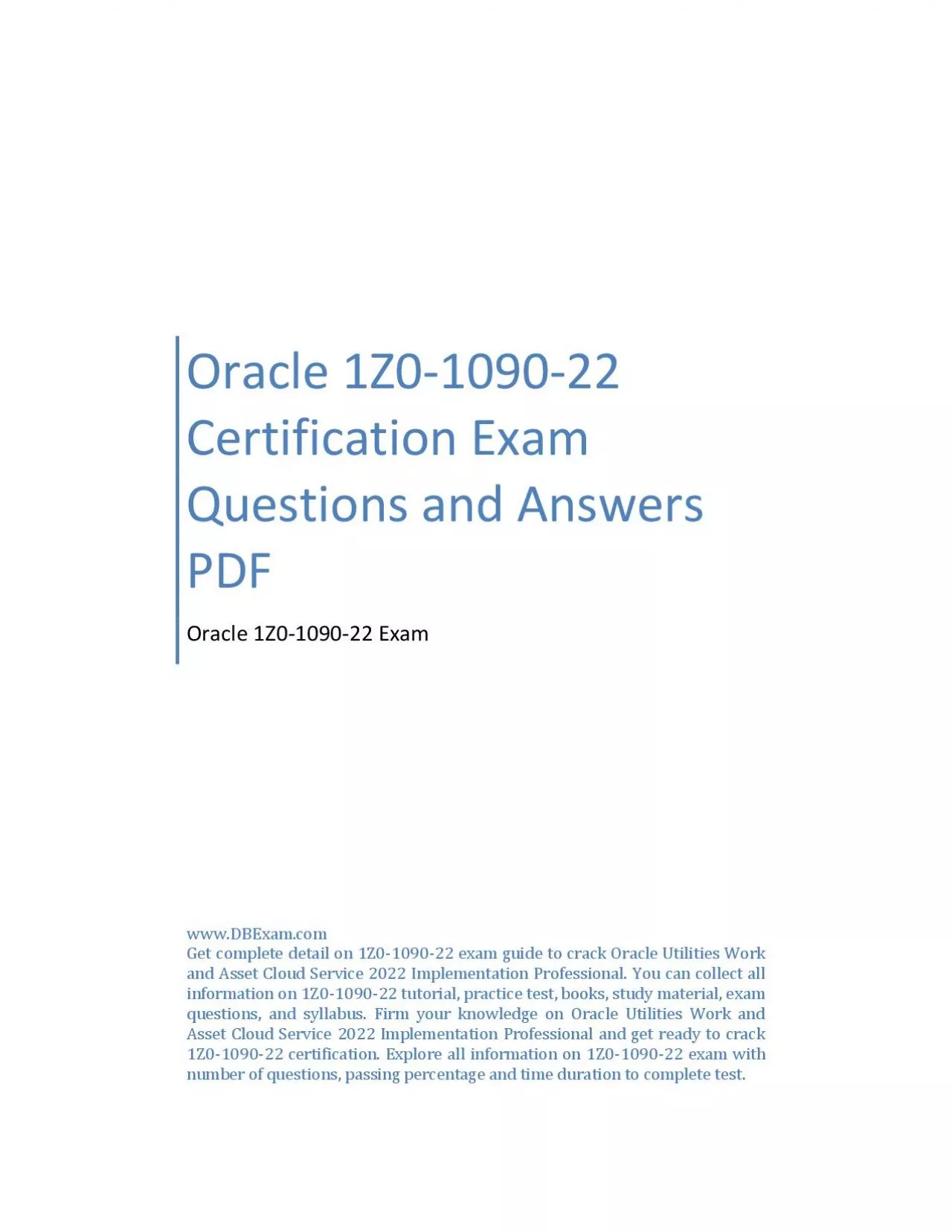 PDF-Oracle 1Z0-1090-22 Certification Exam Questions and Answers PDF