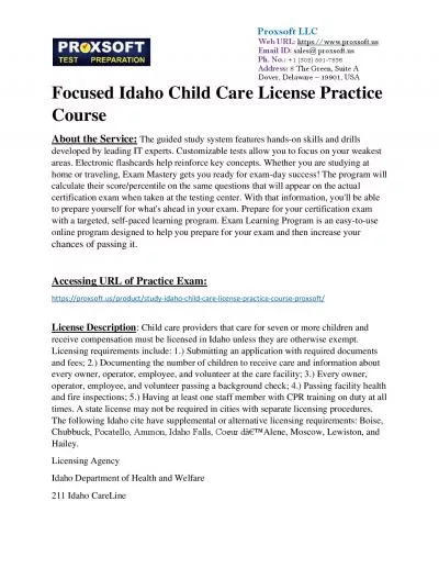 Focused Idaho Child Care License Practice Course