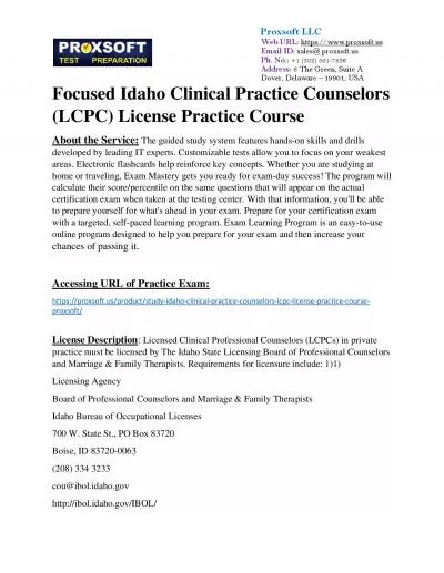 Focused Idaho Clinical Practice Counselors (LCPC) License Practice Course