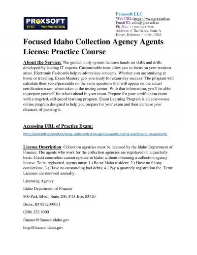 Focused Idaho Collection Agency Agents License Practice Course