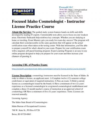 Focused Idaho Cosmetologist - Instructor License Practice Course