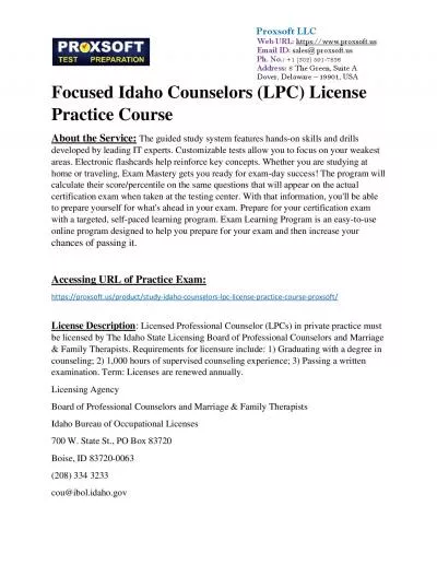 Focused Idaho Counselors (LPC) License Practice Course