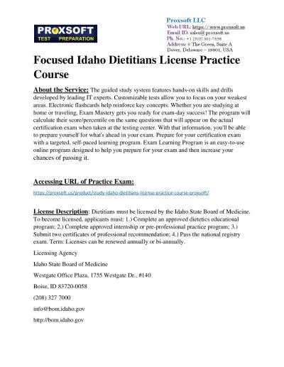 Focused Idaho Dietitians License Practice Course