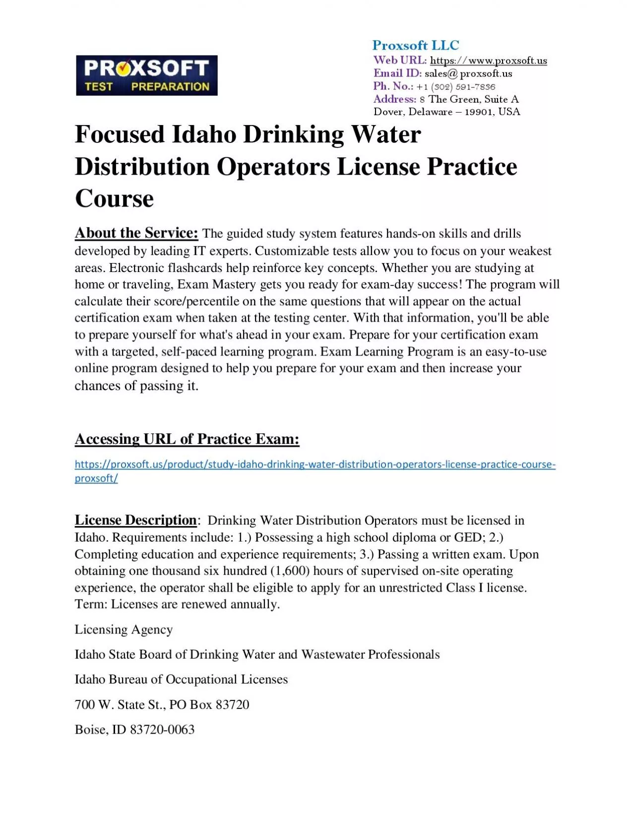 PDF-Focused Idaho Drinking Water Distribution Operators License Practice Course