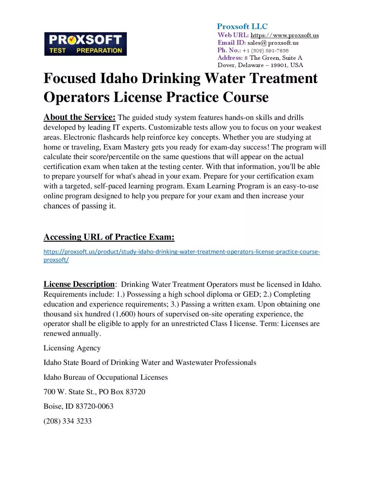 PDF-Focused Idaho Drinking Water Treatment Operators License Practice Course