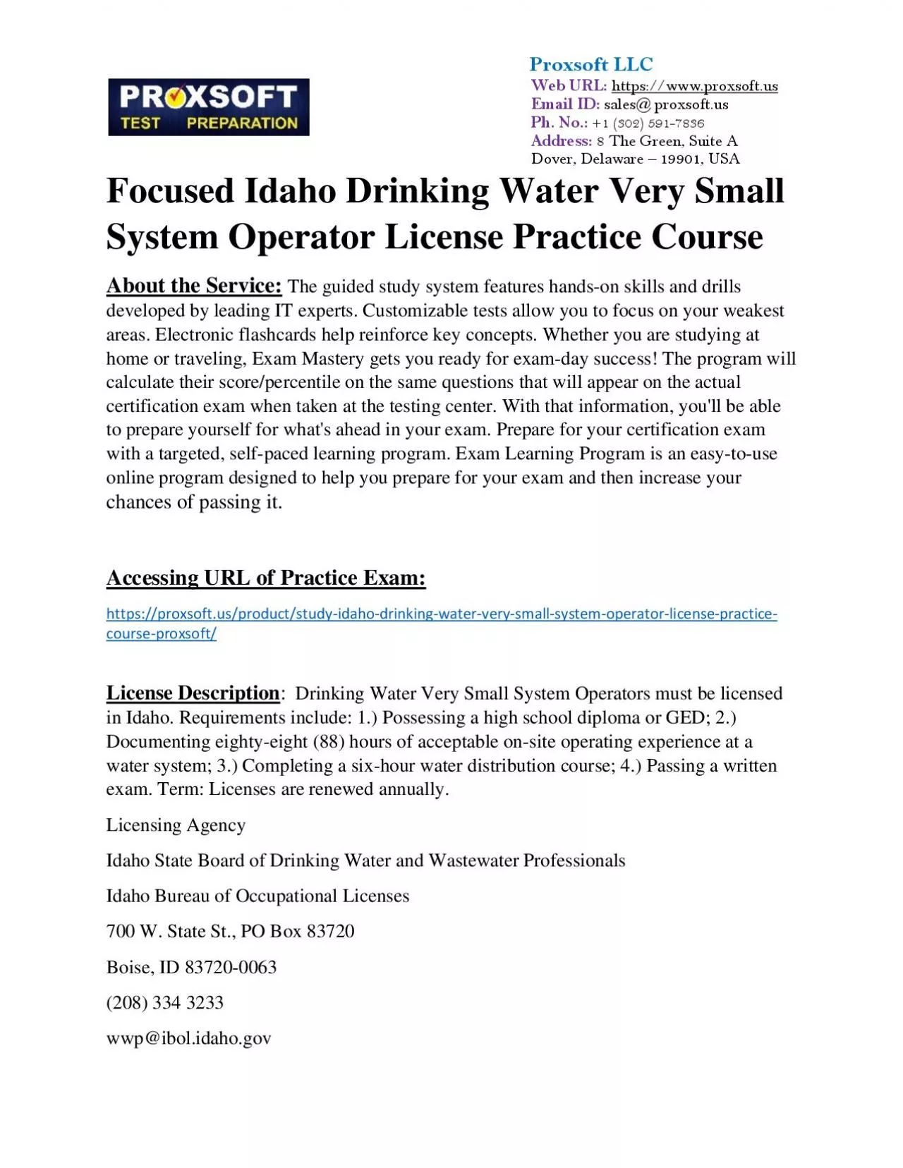 PDF-Focused Idaho Drinking Water Very Small System Operator License Practice Course