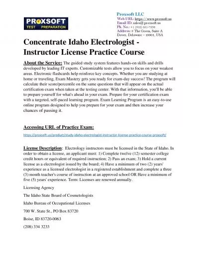 Concentrate Idaho Electrologist - Instructor License Practice Course