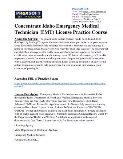 Concentrate Idaho Emergency Medical Technician (EMT) License Practice Course