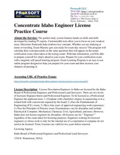 Concentrate Idaho Engineer License Practice Course