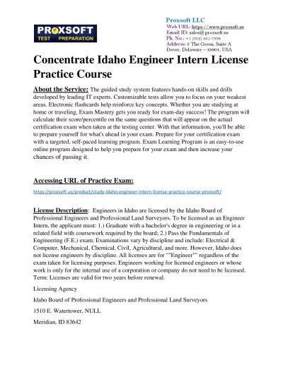 Concentrate Idaho Engineer Intern License Practice Course