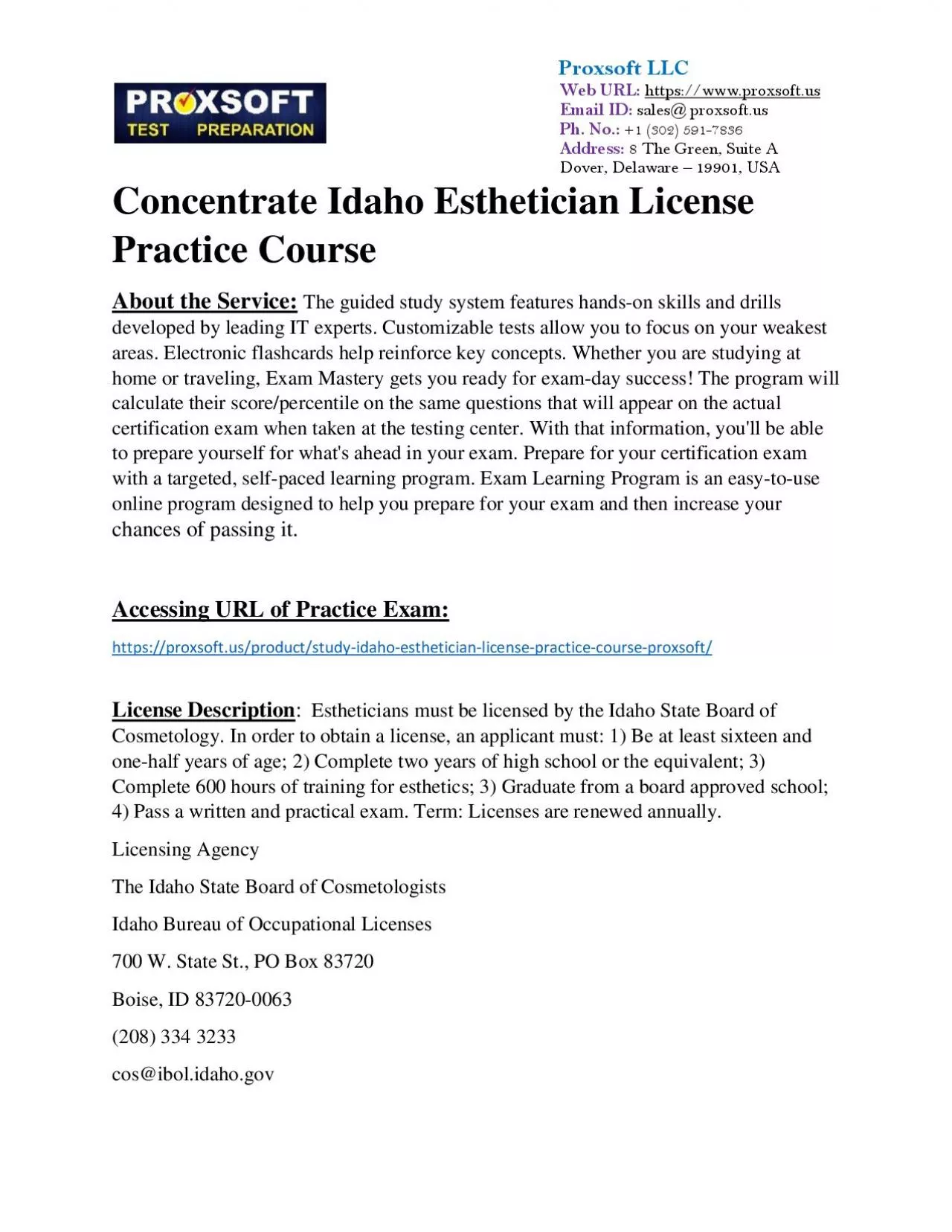 PDF-Concentrate Idaho Esthetician License Practice Course